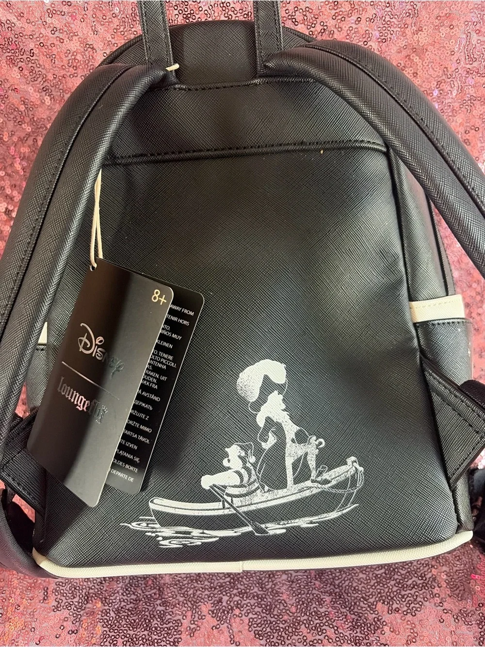 Loungefly Black & White Peter Pan Skull Island Mini Backpack